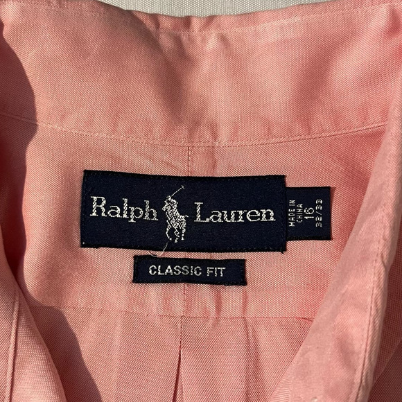 Men's RALPH LAUREN Pink Button Down Long Sleeve Dress Shirt 16 32/33 100% Cotton - Picture 4 of 9